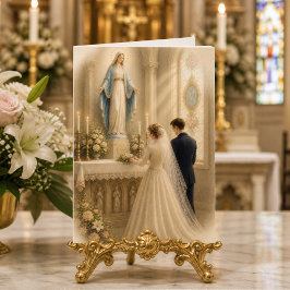 Cartão De Agradecimento Casamento Católico Gratidão Casal Ajoelhado Marian