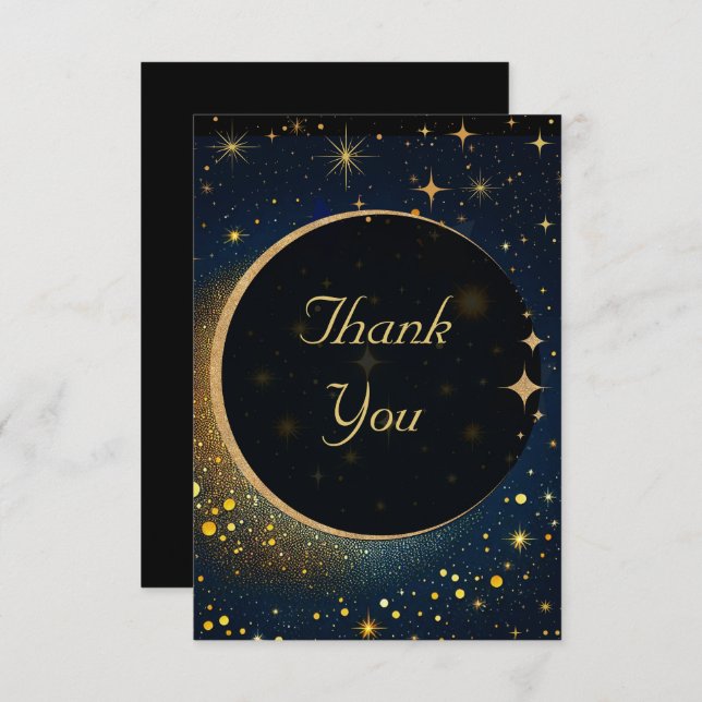 Cartão De Agradecimento Casamento celeste da lua mística elegante (Frente/Verso)