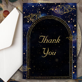 Cartão De Agradecimento Casamento celeste místico elegante