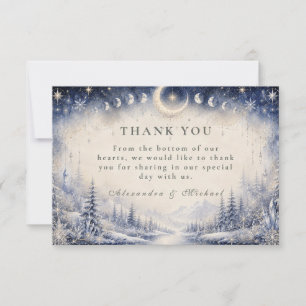 Cartão De Agradecimento Casamento Celestial de Inverno Atemporal