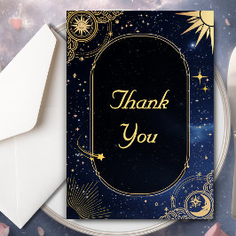 Cartão De Agradecimento Casamento celestial de sol e lua