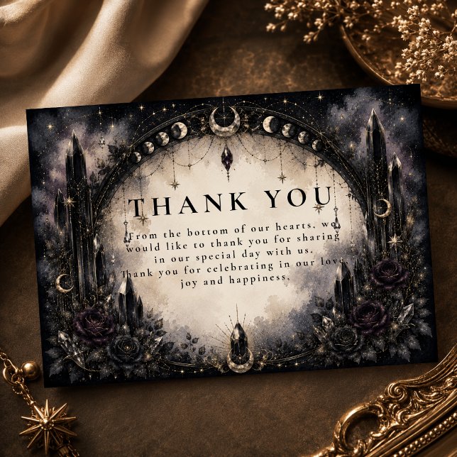 Cartão De Agradecimento Casamento Celestial Gótico Atemporal (Criador carregado)