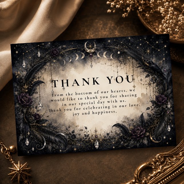 Cartão De Agradecimento Casamento Celestial Gótico Encantado (Criador carregado)