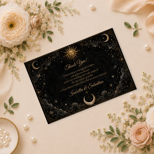 Cartão De Agradecimento Casamento Celestial Gótico Sol Lua