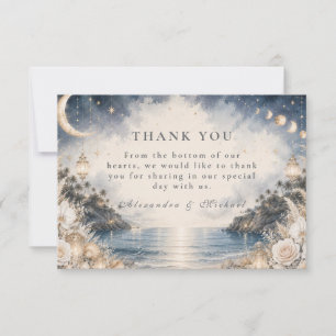 Cartão De Agradecimento Casamento Celestial na Praia Etérea