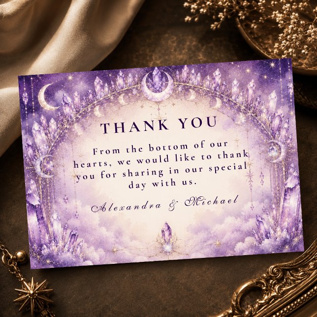 Cartão De Agradecimento Casamento Celestial Roxo Etéreo (Criador carregado)