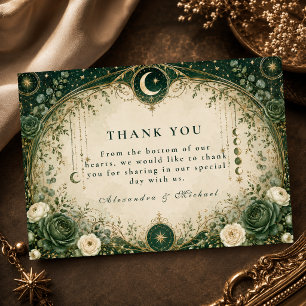 Cartão De Agradecimento Casamento Celestial Verde Botânico
