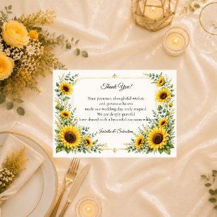 Cartão De Agradecimento Casamento Charme de Girassol Radiante de Outono