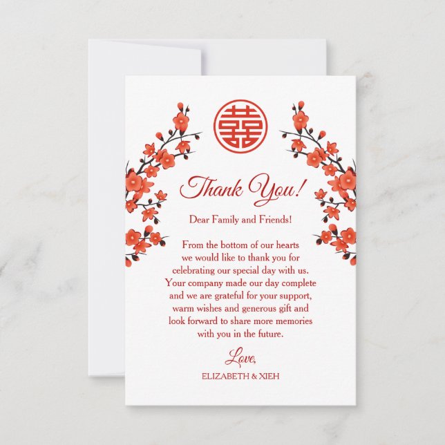 Cartão De Agradecimento Casamento Cherry Blossom Obrigado (Frente)