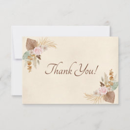 Cartão De Agradecimento Casamento Chic Boêmio Elegante