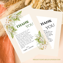 Cartão De Agradecimento Casamento Chic De Pampas Grass Boho
