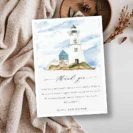 Cartão De Agradecimento Casamento Chic Dusky Aqua Blue Lighthouse Mountain