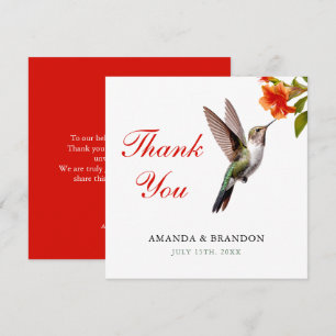 Cartão De Agradecimento Casamento Chic Hummingbird e Orange Flower