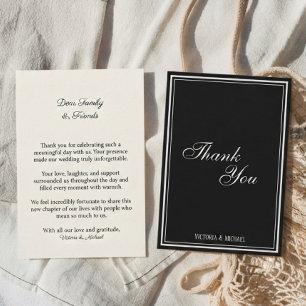 Cartão De Agradecimento Casamento Chic Marfim Preto Atemporal Dinheiro Ant