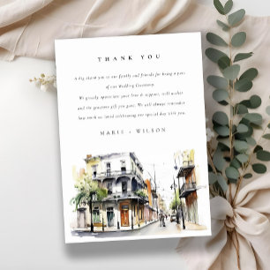 Cartão De Agradecimento Casamento Chic New Orleans Louisiana Watercolor