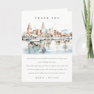 Cartão De Agradecimento Casamento Chic Tampa Florida Skyline Watercolor