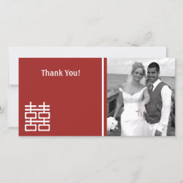 Cartão De Agradecimento Casamento Chinês de Dupla Felicidade