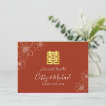 Casamento chinês floral moderno boho vermelho