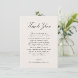 Cartão De Agradecimento Casamento Clássico Bege Elegante