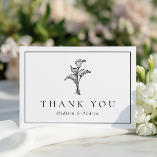 Cartão De Agradecimento Casamento Clássico com Lírio de Calla