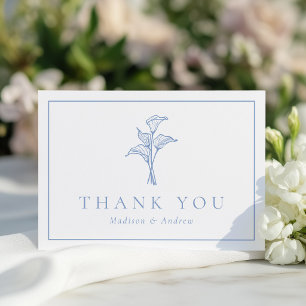Cartão De Agradecimento Casamento Clássico com Lírio de Calla Azul