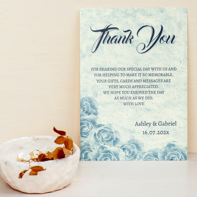 Cartão De Agradecimento Casamento Clássico Da Rústica Floral Elegante Obri (Criador carregado)