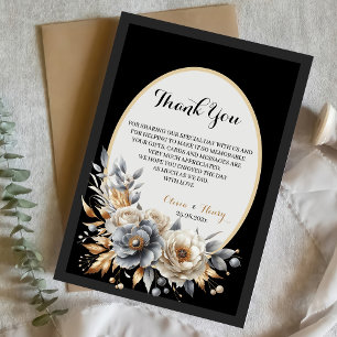 Cartão De Agradecimento Casamento Clássico Da Rústica Floral Elegante Obri