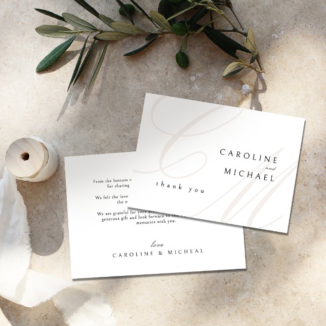 Cartão De Agradecimento Casamento Clássico de Caligrafia (Classic Elegance Calligraphy Monogram Wedding Thank You Card)