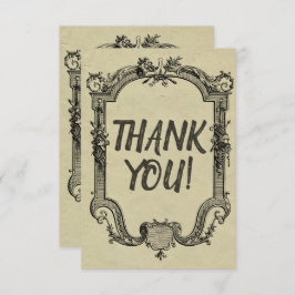 Cartão De Agradecimento Casamento Clássico de Vintagem Negra Verde