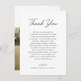 Cartão De Agradecimento Casamento Clássico Elegante de Foto Branca e Preta