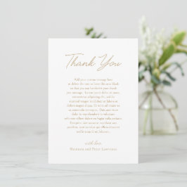 Cartão De Agradecimento Casamento Clássico em Ouro Elegante