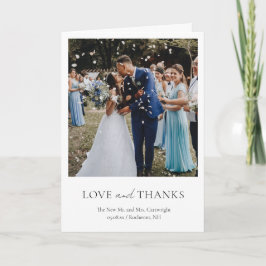 Cartão De Agradecimento Casamento Clássico Foto Preto e Branco Minimalista