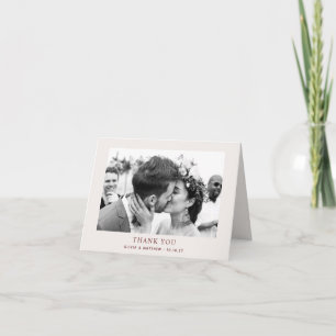 Cartão De Agradecimento Casamento Clássico Marfim Suave   Foto Formal Dobr