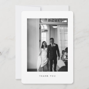 Cartão De Agradecimento Casamento Clássico Preto e Branco Arredondado