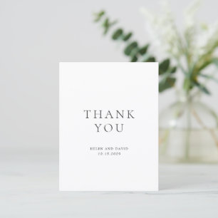 Cartão De Agradecimento Casamento Clássico Preto e Branco Elegante