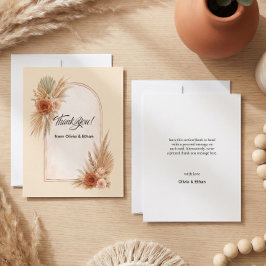 Cartão De Agradecimento Casamento Clássico Viral Boho Deserto de Terracota