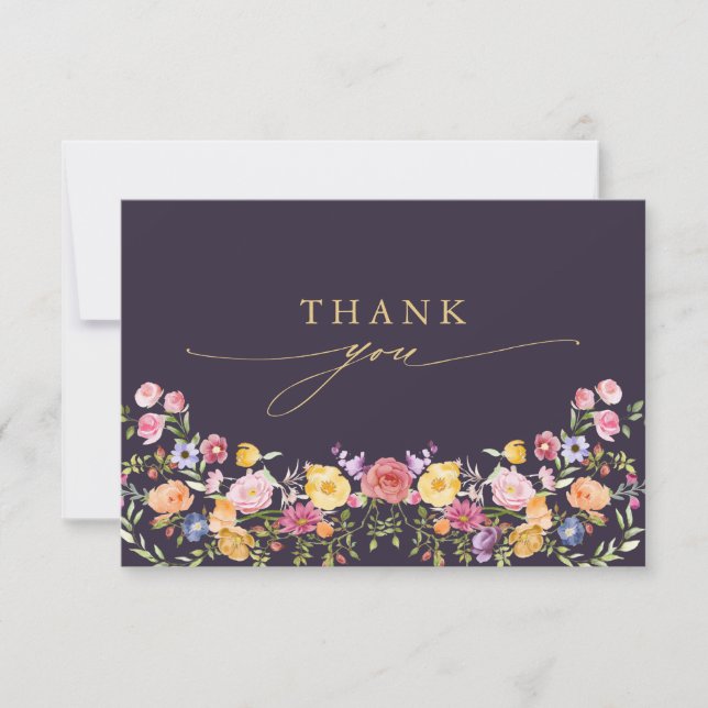 Cartão De Agradecimento Casamento Colorido de Primavera Wildflower Meadow  (Frente)