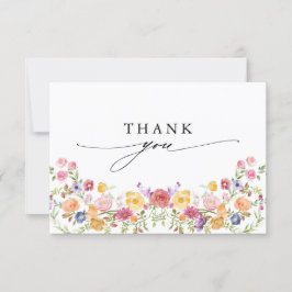 Cartão De Agradecimento Casamento Colorido de Primavera Wildflower Meadow
