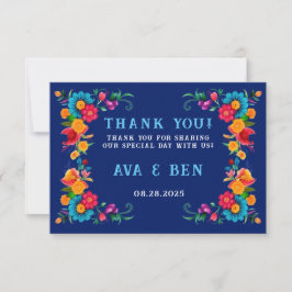 Cartão De Agradecimento Casamento Colorido de Watercolor Floral Fiesta