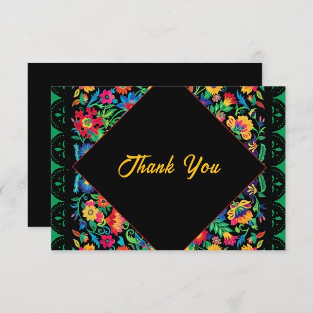 Cartão De Agradecimento Casamento colorido mexicano (Frente/Verso)