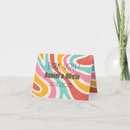 Cartão De Agradecimento Casamento Colorido Minimalista