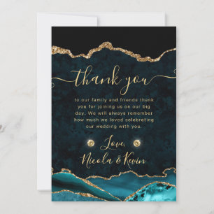 Cartão De Agradecimento Casamento com Águas Leves Douradas