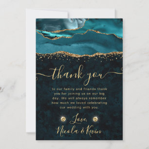 Cartão De Agradecimento Casamento com Águas Leves Douradas