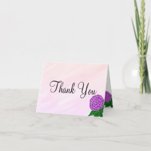 Cartão De Agradecimento Casamento com Aquarela Floral Roxa