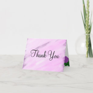 Cartão De Agradecimento Casamento com Aquarela Floral Violeta