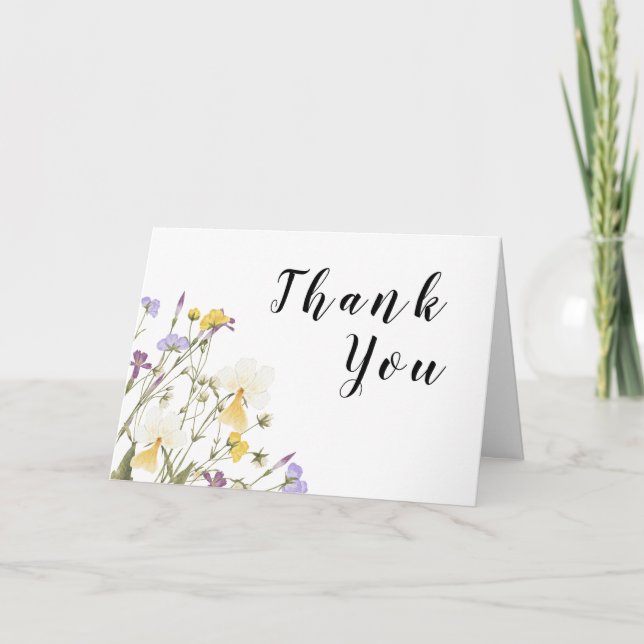Cartão De Agradecimento Casamento com Aquarela Lilac (Frente)