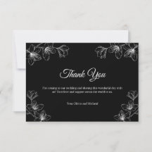 Casamento com Arte de Linha Floral Preta Elegante