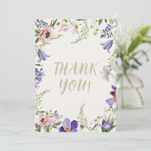 Cartão De Agradecimento Casamento com bordas planas de roxo e creme