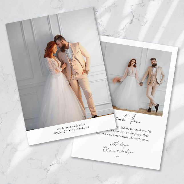 Cartão De Agradecimento Casamento com Caligrafia Simples 2 (Criador carregado)