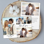 Cartão De Agradecimento Casamento com Colagem de Fotos do Script 4 de Tipo<br><div class="desc">Cartões de agradecimentos de Casamento de Colagem de Foto Moderno Elegante Moderno Minimalista. modelo de cartões de agradecimentos de casamento com quatro fotos na frente e uma foto na parte traseira. Com o texto "Obrigado" em uma letra de script tipografia escrita, escrita à mão, com haste ou a preto sobre...</div>